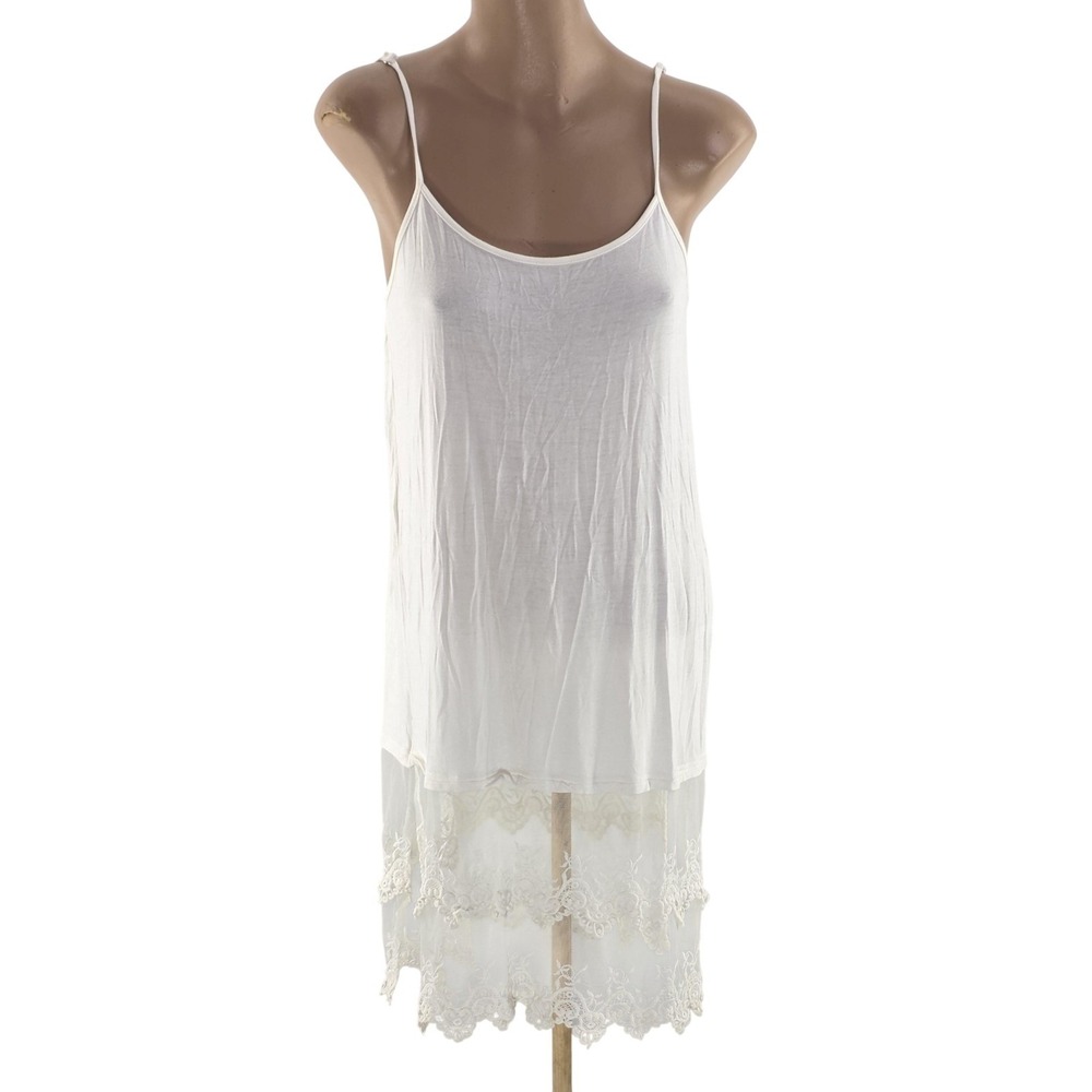 Helen's Heart Slip Womens XL White Lace Hem Cottagecore Prairie Layering Dress